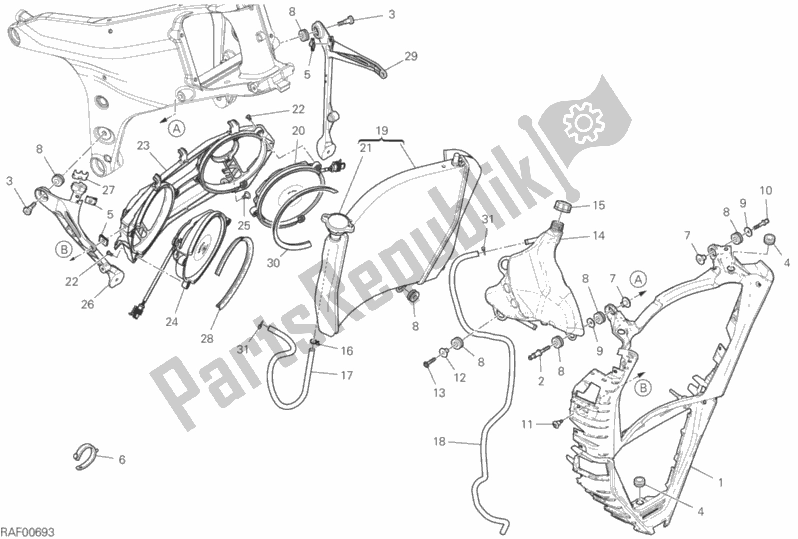 Tutte le parti per il Refrigeratore D'acqua del Ducati Streetfighter V4 S 1103 2020